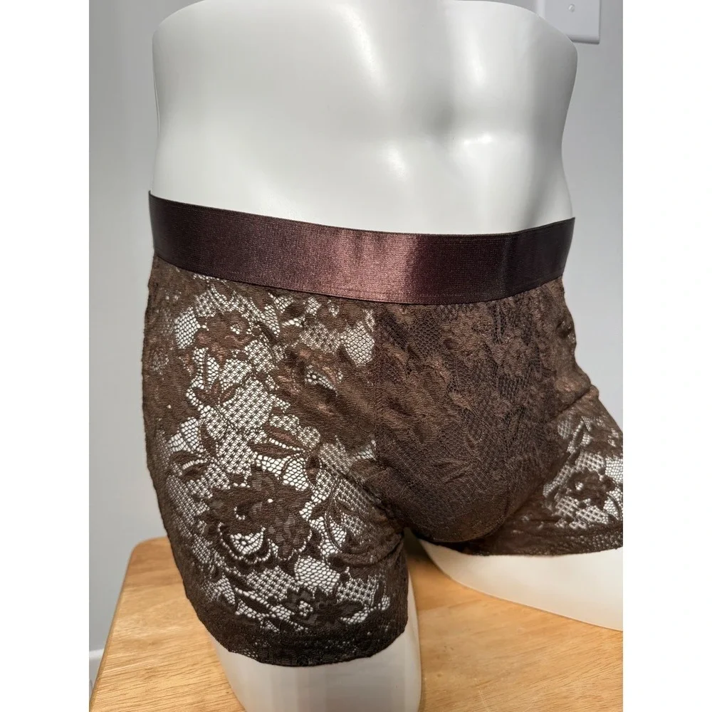 Cosabella Men's Luxury Brown Lace Boxer Trunks Size‎ L